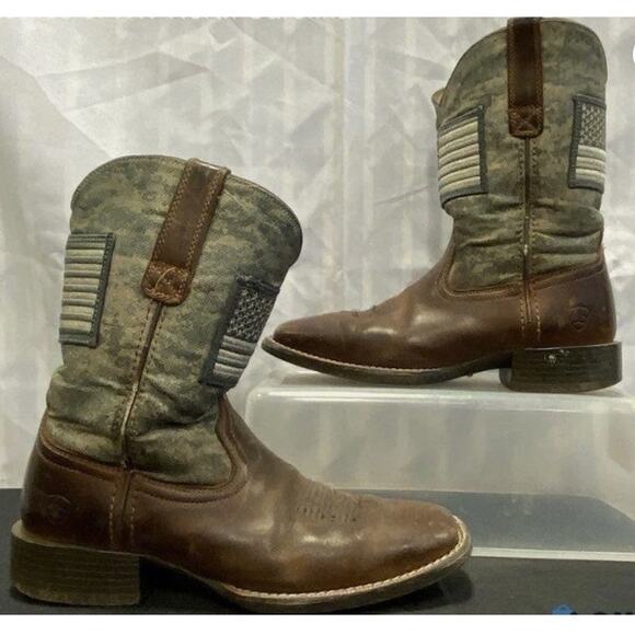 Ariat Men's Brown Camo Sport Distressed Patriot Western Boots Size 7 10023359 - Picture 1 of 5